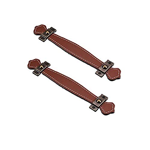 FirstDecor 2pcs Retro PU Learther Wardrobe Shoebox Drawer Handles, Briefcase Suitcase Pulls Knobs,Wine Cabinet Wooden Box Pulls Handles,Furniture Hardware