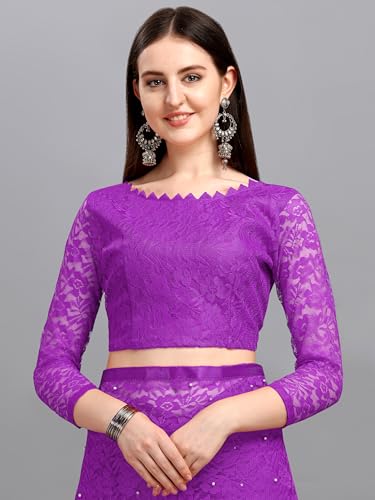 Image of LOROFY Women's Brasso Net Saree With Blouse