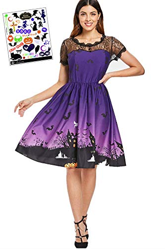最安値 Madrugada ハロウィン ワンピース レース ドレス ハロウィンナイト柄 コスチューム ハロウィン タトゥーシール付き 2点セット レディース S695 パープル M の価格比較 最安値 Madrugada ハロウィン ワンピース レース ドレス ハロウィンナイト柄 コスチューム ハロウィン タトゥーシール付き 2点セット レディース S695 パープル M の価格比較