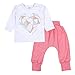 Produktbild TupTam Baby Mädchen Bekleidungsset Shirt Hose Langarm, Farbe: Herz/Weiß/Aprikose, Größe: 68