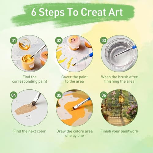 Image of HASTHIP DIY Paint by Numbers Kit Countryside Hallway DIY Oil Paint Paint by Numbers Canvas Oil Paint Wall Decoration DIY Number Painting Natural Scenery Oil Paint Home Decoration, 40 x 50 cm | Oil Painting for Gift, Art Therapy Kit for Adults, Home Wall Decor, Without Frame, Countryside Hallway Art Kit, 40 x 50 cm