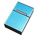 JSDOIN Brushed Aluminum Cigarette Case, Hard Box and Holder with Solid Magnetic Flip Top Closure (King Size) (Metallic Silver) … (Metallic Blue)