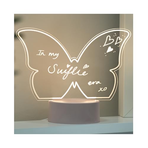 Fizz Creations Butterfly Write-On Neon Light – USB-Powered Cute Decor with Customizable Wipe-Clean Marker Surface, Includes Marker, Perfect for Home or Office USB Powered.