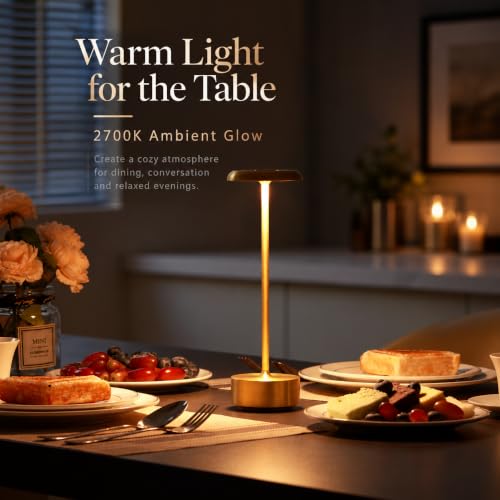 Cordless Table Lamp, Rechargeable Gold Lamp for Dining Table - image 2