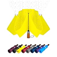 Inverted Umbrella Windproof Automatic Lightweight - Large Canopy with Compact Folding Umbrellas for Rain, Travel Auto Open and Close, Strong Reverse Umbrella, Yellow