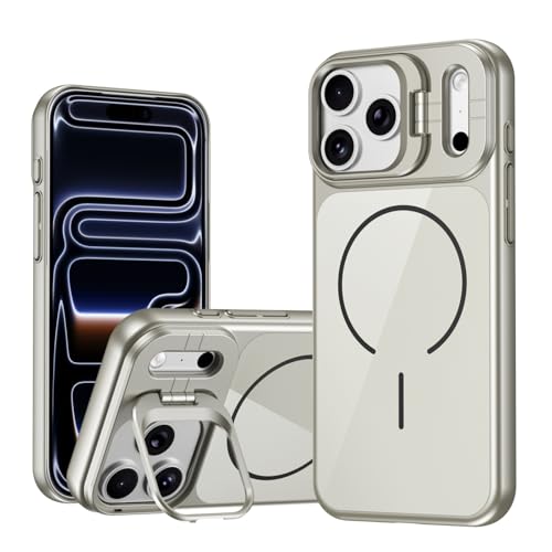 Coque iPhone 17 Pro rigide argent avec support béquille et protège objectif