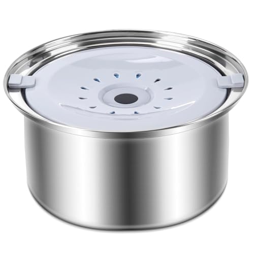 Ciotola per l'acqua lenta per cani da 4 litri, anti-goccia, in acciaio inox, con filtro, 25x25x13 cm, staccabile, lavabile, per uso domestico, negozio di animali, ciotola per cani, anti-goccia, c