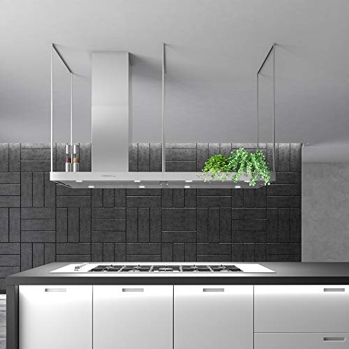 Image of Futuro Futuro Europe Series Island Mount Range Hood, Italian Stainless Steel Ceiling Chimney Hood with Perimeter Suction & Multi-Speed Blower (72 inch)