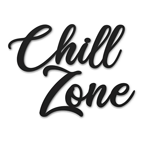 BeautiWall - Decoración de Pared Metálica Chill Zone - Esculturas de Pared, Estilo Boho, Para Hogar, Dormitorio, Adorno de Pared de Acero, Negro, Fácil Montaje con Adhesivo Incluido Cover