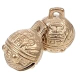 iplusmile 2個の銅製ペット鈴 鳴らしやすい愛犬用装飾ベル おしゃれなペット首輪用 明瞭な音でトレーニングやインテリアに