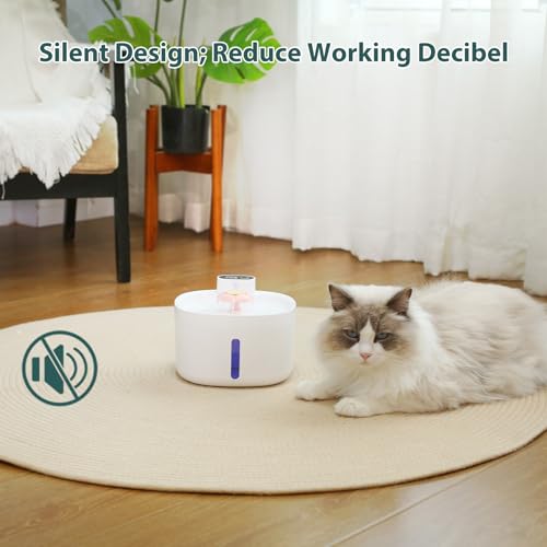 Fuente de agua inalámbrica para gatos Asixxsix 2.6L miniatura 6