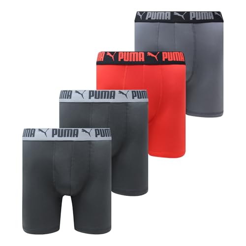 Image of PUMA Men's 4 Pack Active Stretch Boxer Briefs, Black /Red, Small