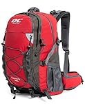 Diamond Candy Waterproof Hiking Backpack for Men and Women, Lightweight Day Pack for Travel Camping, Ruby, 40L