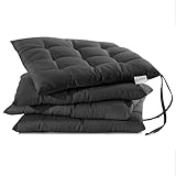 Lavea® Cojines para Silla 40x40 cm – Juego de 4 con Lazos – Interior/Exterior – Cómodos y Lavables, Ideales para Jardín, Cocina, Balcón y Terraza - Antracita
