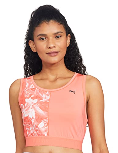 Image of Puma Women's' Printed Regular T-Shirt (52024324 Georgia Peach-Fiery Coral-Floral Print XL)