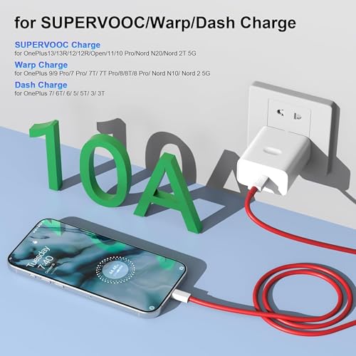 Image of Type C Cable Fast Charging - 80W | Warp /Dash Charge Compatible with OnePlus, Oppo, Realme & USB Type C Devices | USB A to Type C Cable | 1M Fast Data Sync & Smart Protection Chip - Red