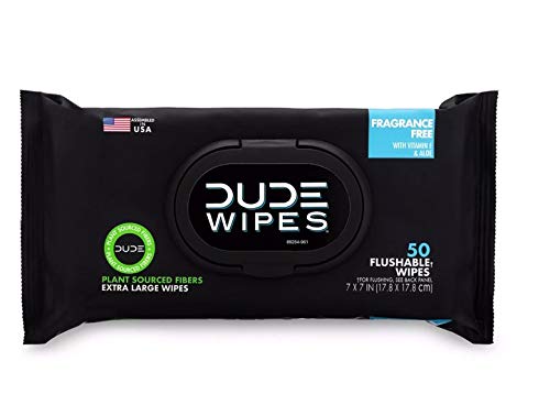 DUDE Wipes Better than Toilet Paper Flushable Wipes, Fragrance Free, (8 Packs, 50ct Wipe Per Pack), Unscented Extra Large Flushable Wet Wipes with Vitamin-E & Aloe, for at-Home Use, Septic and Sewer Safe