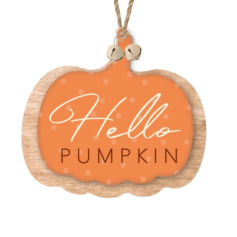 Heaven Sends Hello Pumpkin Hanging Wooden Decoration