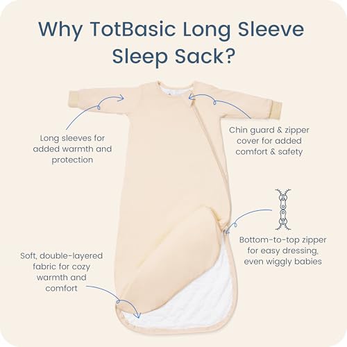 Image of Baby Sleep Sack Long Sleeve Wearable Blanket 1.0 TOG, Premium Soft Infants Warm Sleeping Bags with 2-way Zippers
