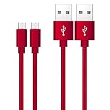 Cable Micro USB Qiwode, Cable de Datos USB Android de 2 Piezas Compatible con Galaxy S7 / S7 + / S6 / S6 + / Note 4/5, Nexus, HTC, Sony, PS4, tabletas, Amazon Kindle (1.2m, Rojo)
