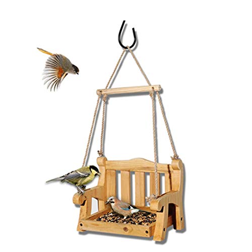 Bird Feeder Weatherproof Country House Design Traditional Wooden Swing Bird Feeder Easy Cleaning Refills Large Premier Bird Table Free Standing Hanging Decoration For Outdoor Patio for Backyard, Garde