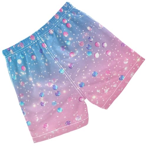 Pigsaly Boys Swim Trunks Cute Light Pink Blue Gradient Flashing Glitter Boys Board Shorts Swimsuit Swimwear Bathing Suit S2