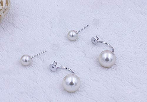 Zhiwen Double Cycle Stud Earrings Women's 925 Silver Plated Freshwater Pearl Ear Stud Dangle Earrings #TOP1