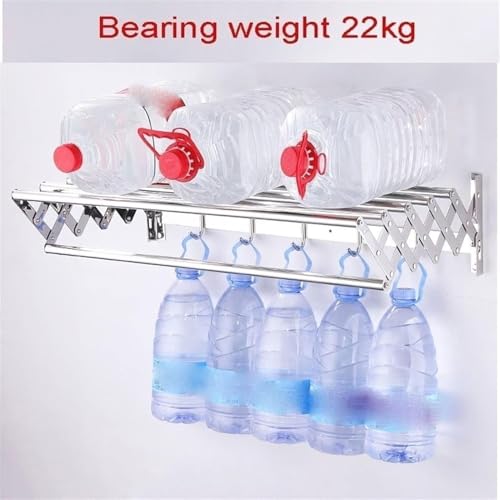 Porte-vêtements pliable mural rétractable en acier inoxydable - 8