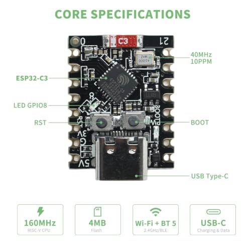 Image of ESP32-C3 Super Mini Development Board 2PCS + 2PCS Expansion Board, WiFi Bluetooth Board with External Antenna, Esp32 C3 Esp32-c3 Super Mini 4MB Wi-Fi B-luetooth Development Board