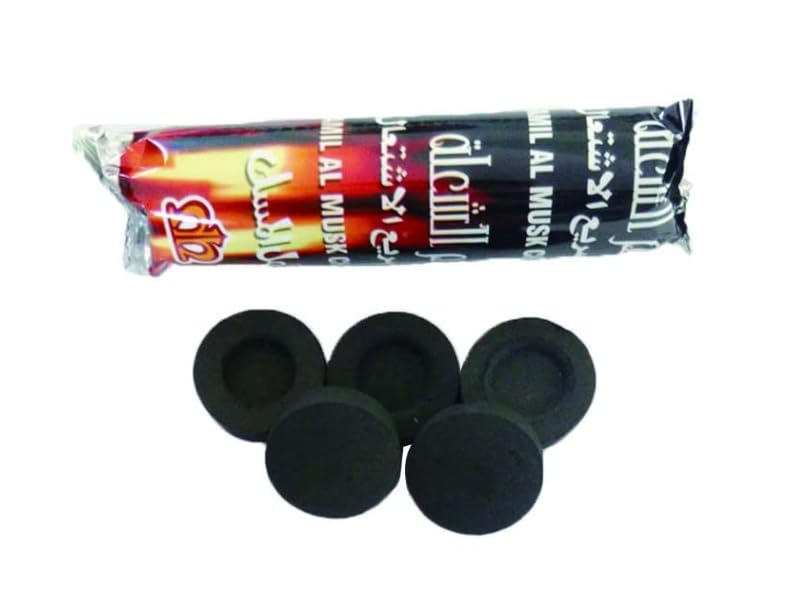 Magic Coal Charcoal Tablets for Burning Dhoop Incense, Bukhoor and Lobaan - Round Disc Shape, Black, 1 Box (10 Rolls - 100 Disc) 2