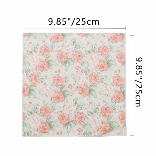 Image of Floral Pocket Squares for Men with Holder Printed Flower Mens Handkerchief Cotton Suit Pocket Hanky for Wedding