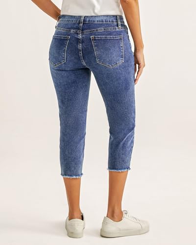 luvamia Jean Capri Pants for Women High Waisted Ripped Skinny Jeans Stretchy Denim Capris Cropped Jeggings with Pockets2