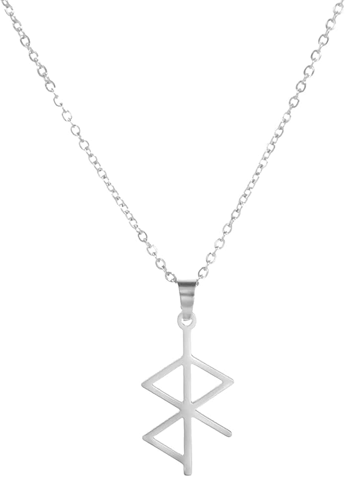 VASSAGO Colgante de Runas Vikingas de la Paz, Collar Nórdico, Símbolo Vikingo en Acero Inoxidable, Talismán, Joyería Pagana, Regalo para Hombres y Mujeres