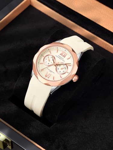 Image of French Connection Octyra | Multi-Function | White Dial | Beige Silicone Strap | Watch for Women - FCD6G