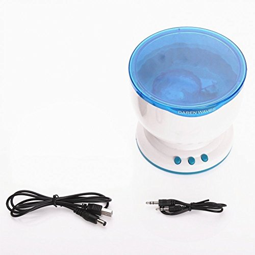 IDS Ocean Daren Wave Light Projector Speaker, 3.5mm Audio Jack and Built-In Speakers, Blue LED