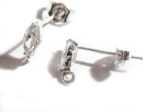 2 pcs .925 Sterling Silver Cz Olive Stud Loop Post Earring Wi Clutches Earring Connector/Findings/Bright