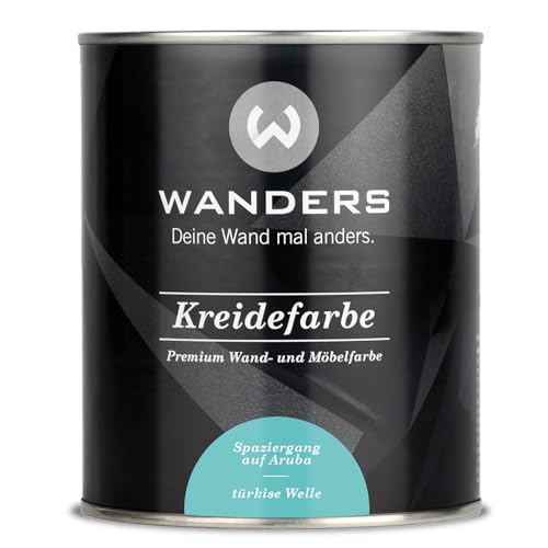 Wanders Shabby Chic Kreidefarbe 750 ml - Türkise Welle/Helles Türkis - Küchenmöbellack und Möbelfarbe ohne Schleifen. Chalk Paint, für Holz & mehr. Hohe Deckkraft, schnell trocknend
