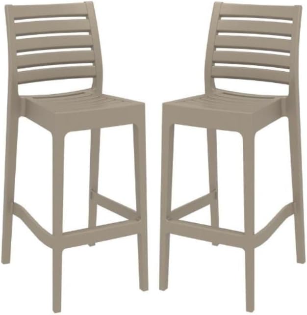 Home Square 29.5 Outdoor Bar Stool in Taupe - Set of 2