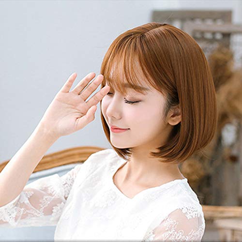 MSKJ Peruca feminina de cabelo curto com franja de ar, cabelo liso curto, para meninas cosplay