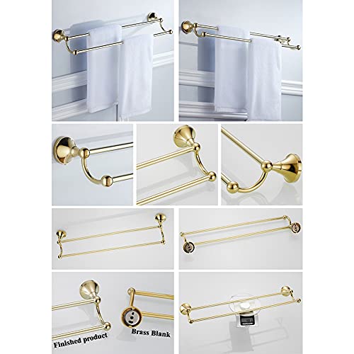 Toallero doble, soporte para toallas de pared que ahorra espacio para baño y cocina, barra de toalla de acero resistente para el hogar y el hotel