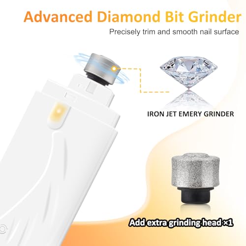 Texsens-2-in-1-Dog-Nail-Trimmer-and-Grinder-with-2-LED-Lights-Nail-Collection-Cap-Pet-Toenail-Clippers-for-Small-Medium-Large-DogsCats-Painless-Electric-Grooming-Tool-for-Perfect-Paws-White
