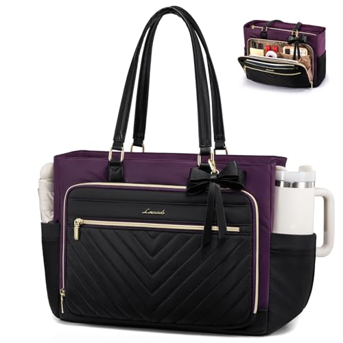 LOVEVOOK Tote Bag, Laptop Bag for Women with Large Cup