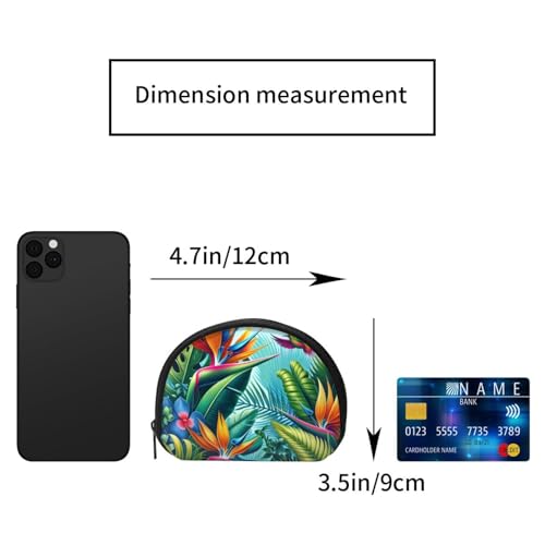 Portable Coin Purse Island-Style-Floral Mini Zippered Money Pouch Card Holder2