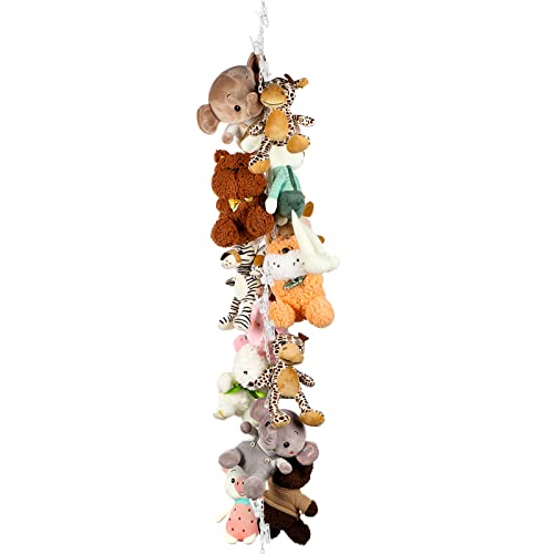 Blulu Plastic Toy Chain Organizer Stuffed Animal Storage Chain With 20 Pcs Plastic Clips 2 Pcs Ceiling Hook And 2 Pcs Door Hook For Hanging Plush Toys Hats Socks And Holiday Cards (White Clip) #TOP25