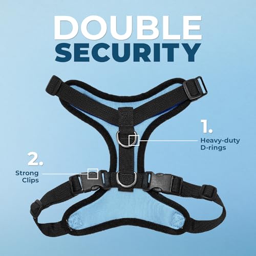 Image of Voyager Step-in Pet Harness - All Weather Mesh, Adjustable Step in Harness for Cats and Dogs by Best Pet Supplies - Baby Blue /Black Trim, XS