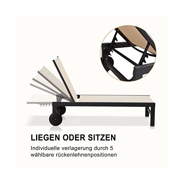 PURPLE LEAF Sonnenliege 2er-Set Aluminium Beige