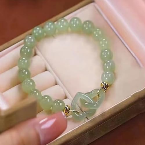 Perles de jade en cœur d'amour, bijoux naturels femmes - 5