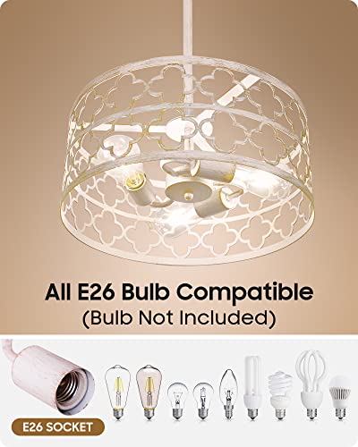 Ym Sky Semi Flush Mount Ceiling Light Fixture, Modern Farmhouse Lighting 6-Level Height, Antique White Finish Ceiling Lamp For Kitchen, Dining Room, Hallway, Bedroom, Living Room - 16 Inch #TOP5