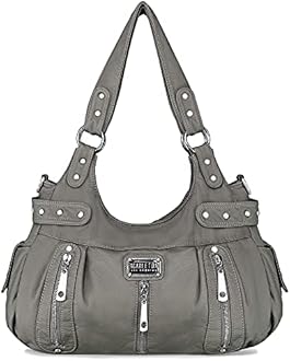 Scarleton 3 Front Zipper Washed Shoulder Bag H129224 - Ash