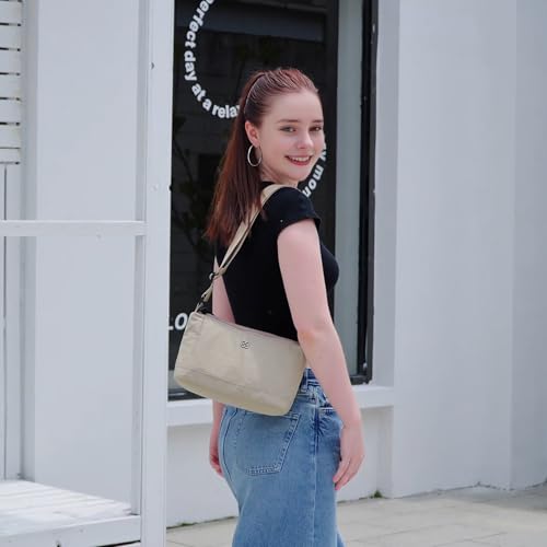 Image of Eslcorri Lightweight Nylon Crossbody Bag for Women, 3 Pocket Casual Shoulder Purse with Adjustable Strap for Travel Daily Use | Well-organized